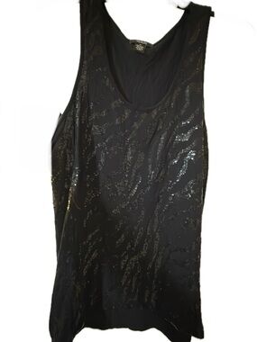 Venezia Black Sequin Animal Pint Accent Tank Top